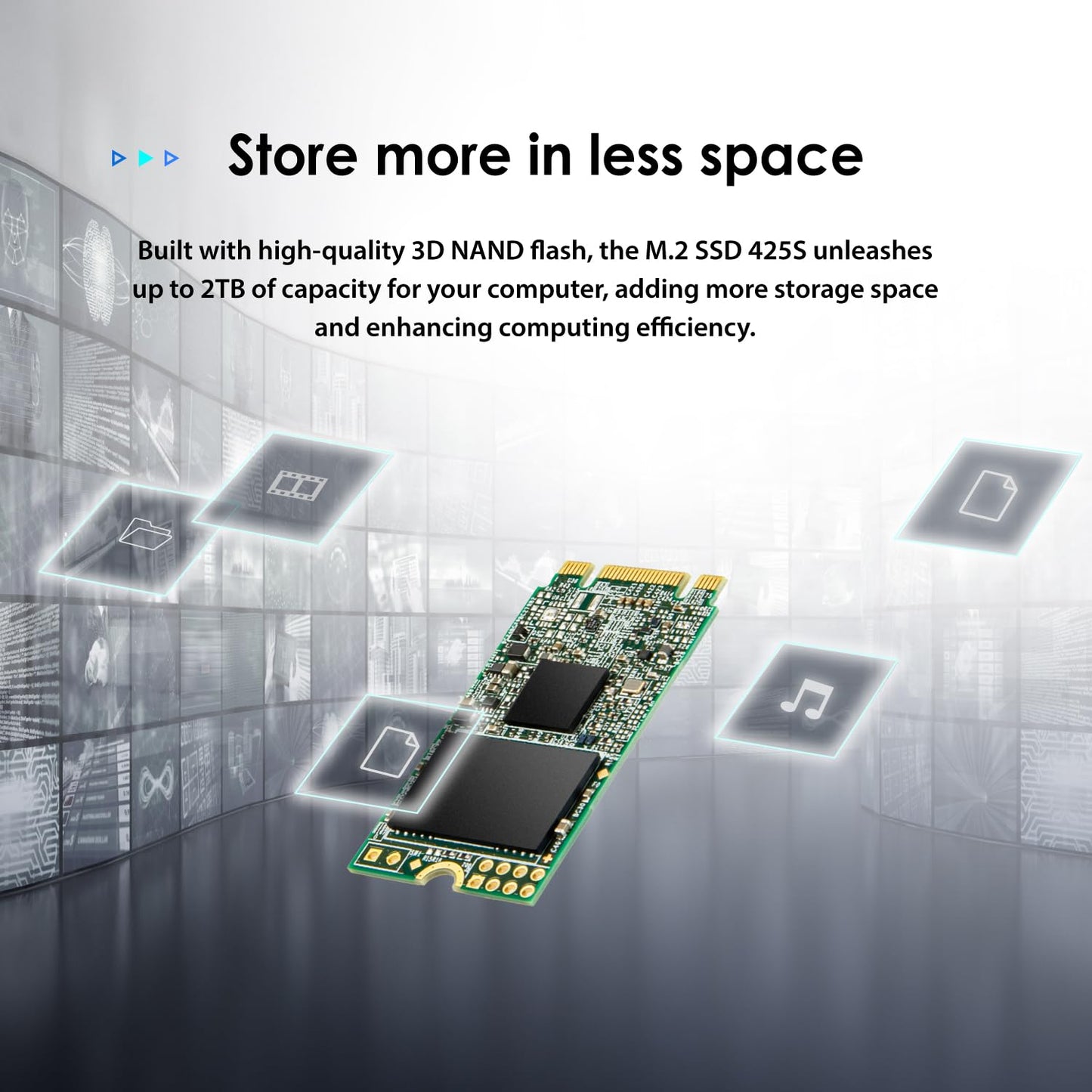 Transcend M.2 2242 SATA III SSD, Up to 500MB/s, Compatible with Ultrabook, Laptop, PC, Desktop, 3D TLC NAND Flash Internal Solid State Drive, LDPC Error Correction, SLC Cache, B+M Key (TS-MTS425S)