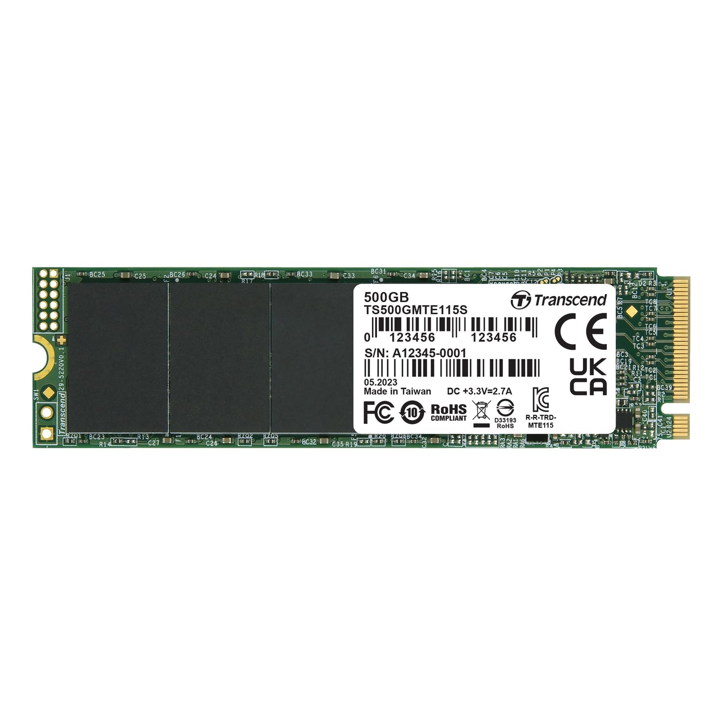 Transcend M.2 2280 SSD, Up to 3,200 MB/s, Compatible w/Ultrabook Laptop PC Desktop, PCIe NVMe Gen3x4 SSD, 3D TLC NAND Flash Internal Solid State Drive, LDPC Error Correction ECC, SLC Cache (TS-MTE115S)