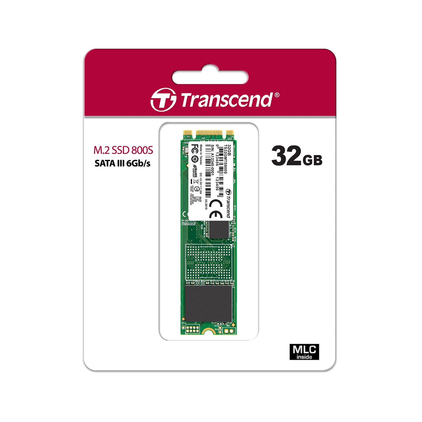 Transcend M.2 2280 SSD, SATA3, MLC (TS-MTS800S)