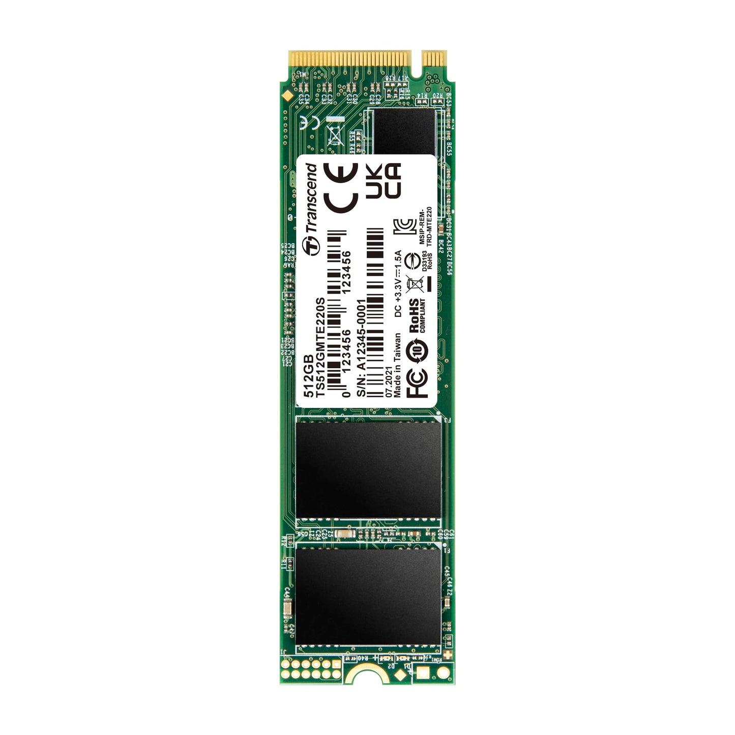 Transcend Nvme PCIe Gen3 X4 3, 500 MB/S 220S 80mm M.2 Solid State Drive (TS-MTE220S)
