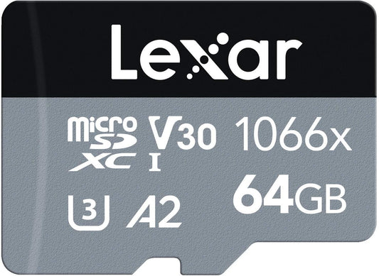 Lexar Professional 1066x microSDXC UHS-I Card w/SD Adapter Silver Series, Up to 160MB/s Read (LMS1066-BNANG)
