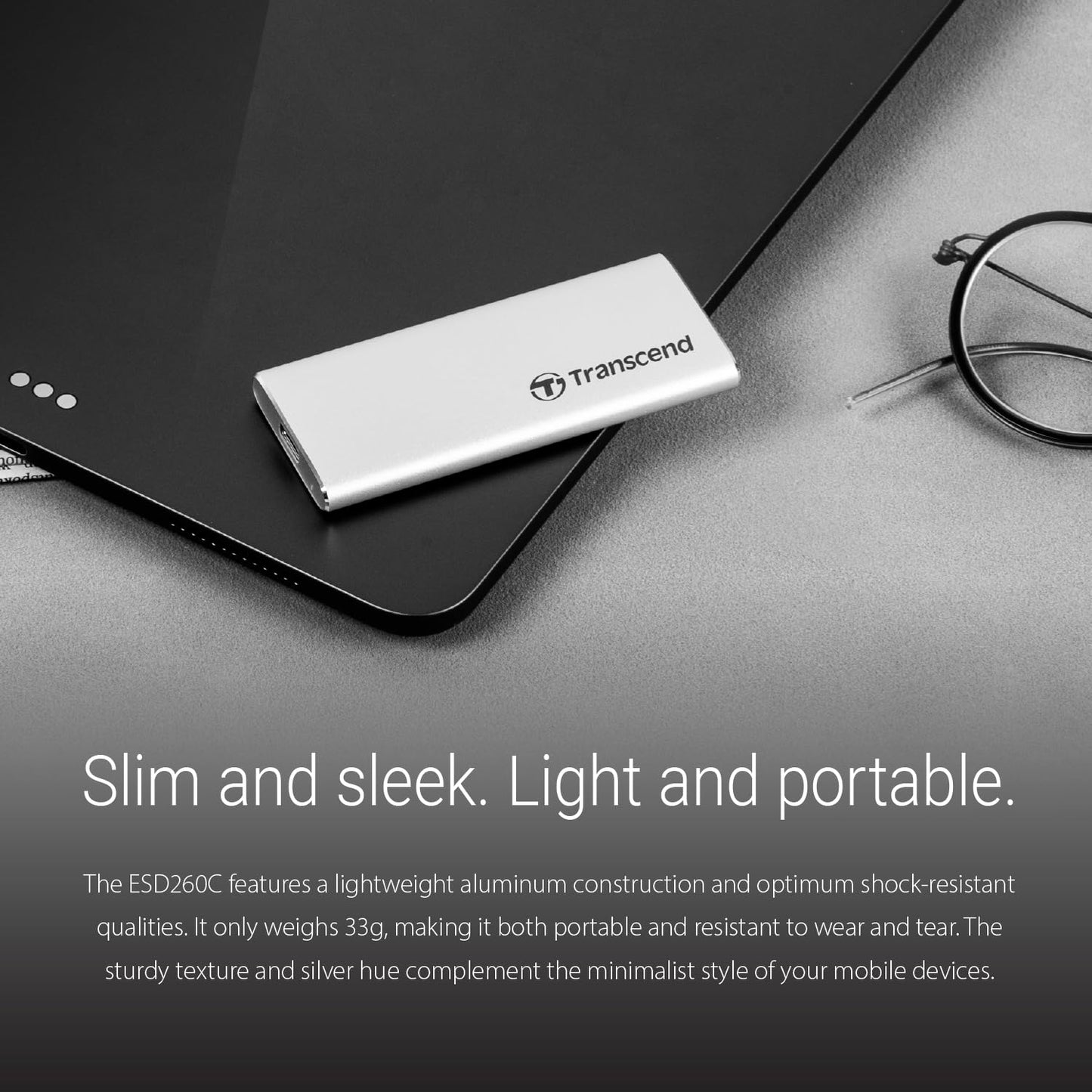 Transcend ESD260C USB 3.2 Gen 2 Type-C Portable Solid-State Drive Silver (TS-ESD260C)