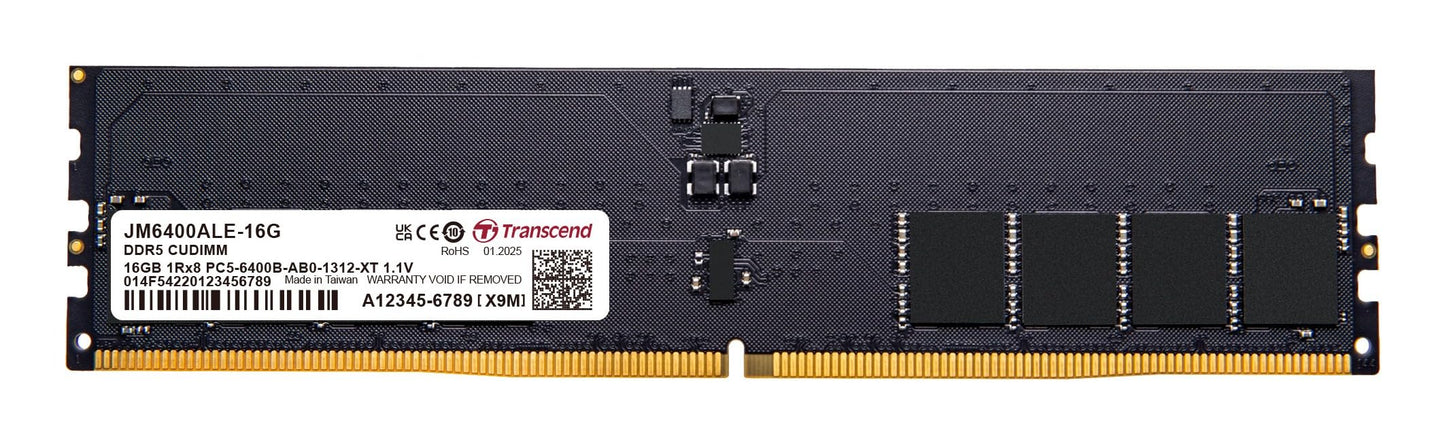 Transcend 16GB JM DDR5 6400 CUDIMM 1Rx8 2Gx8 CL52 1.1V Desktop PC RAM Memory