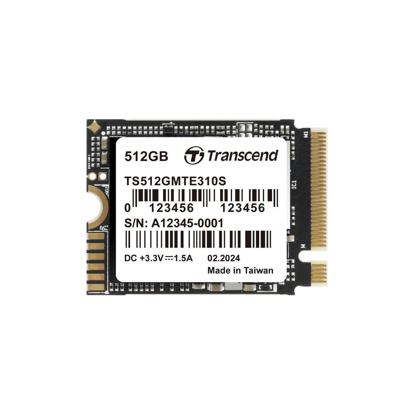 Transcend M.2 2230 PCIe Gen4x4 SSD, SLC Cache, Up to 3,300MB/s, for Steam Deck, ROG Ally, Microsoft Surface, Single-Sided, 3D TLC, M Key - (TS-MTE310S)