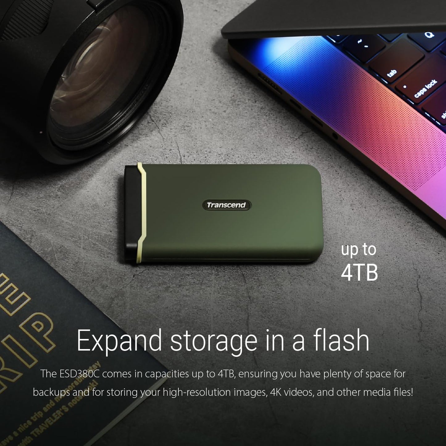 Transcend ESD380C External SSD Portable, USB3.2 Gen2x2, Type-C (TS-ESD380C)