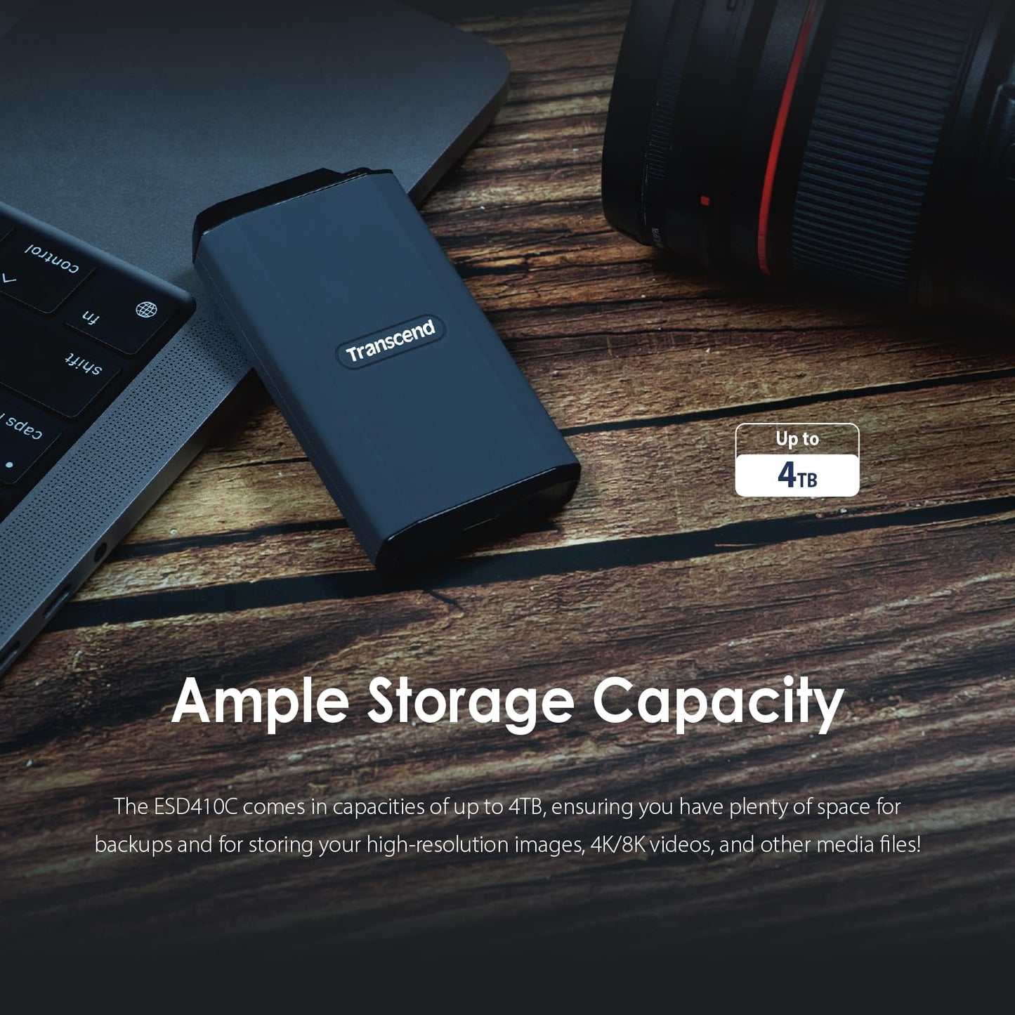 Transcend External SSD, Up to 2000MB/s, Supports Apple 4K 60fps ProRes, USB Hard Drive for iPhone15, 16, iPad, Mac, Tablets, PS5, Windows, Android, IPX5 Water-Resistant USB 3.2 Gen2 (20Gbps) Portable SSD (TS-ESD410C)