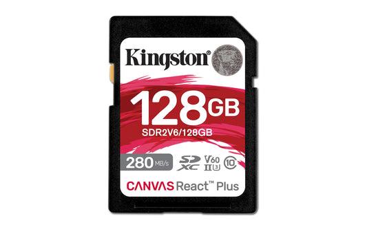Kingston Canvas React Plus SD Card Up to 280MB/s High Performance Photography Class 10 UHS-II U3 V60 (SDR2V6)