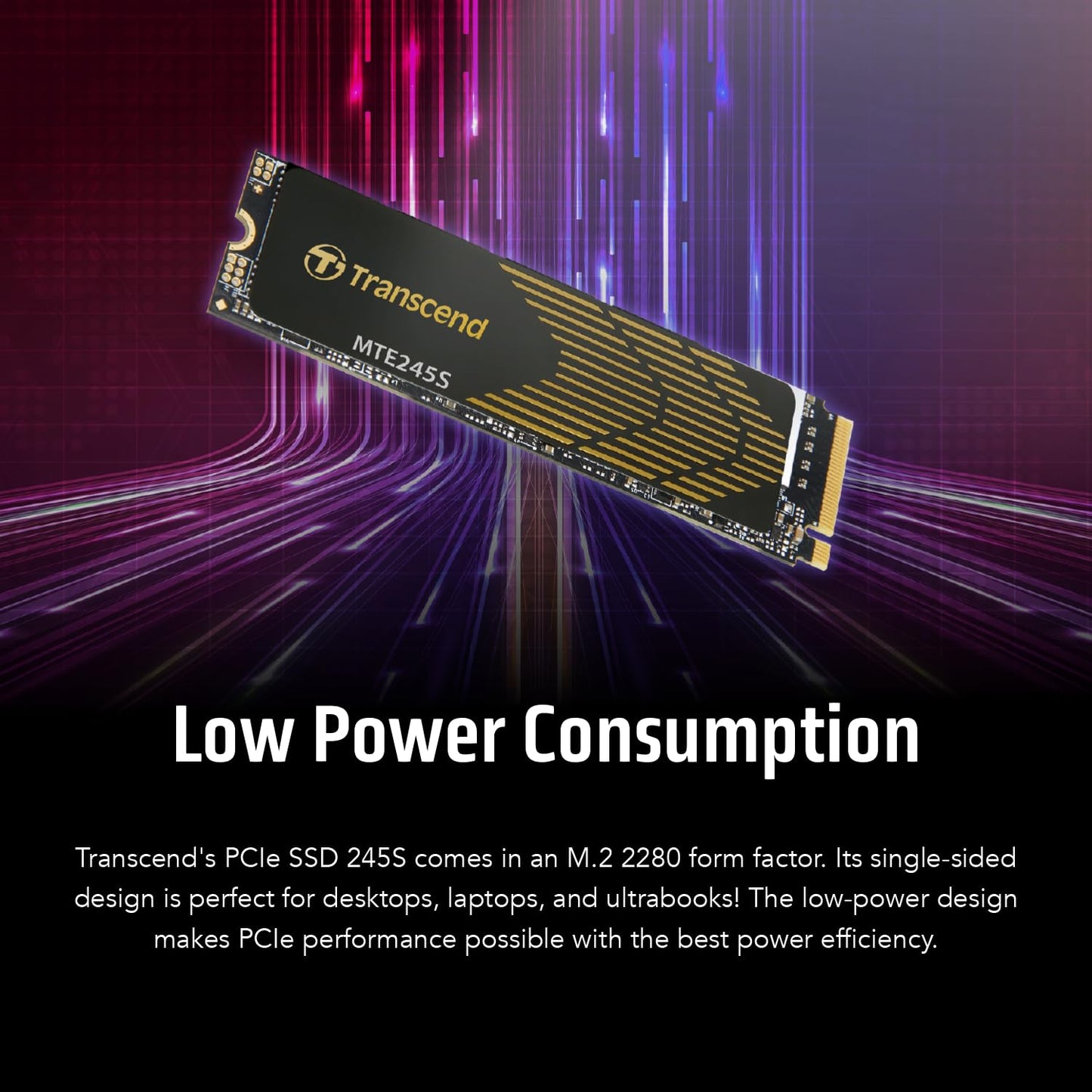 Transcend M.2 2280 PCIe Gen4x4 SSD, with Graphene Heatsink, Singel Sided, 3D TLC, MVMe Internal Gaming SSD, Up to 3,200/1,400 MB/s - (TS-MTE245S)