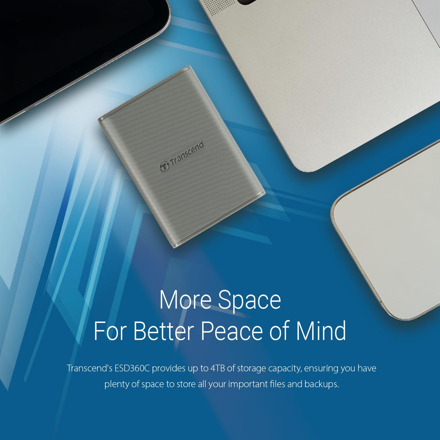 Transcend External SSD, USB 3.2 Gen 2 (20Gbps), Up to 2,000MB/s, Portable SSD with USB-C Cable, for Steam Deck, ROG Ally, MSI Claw, Windows&Mac, iPhone, iPad, Android, PS5, Xbox, Smart TV (TS-ESD360C)