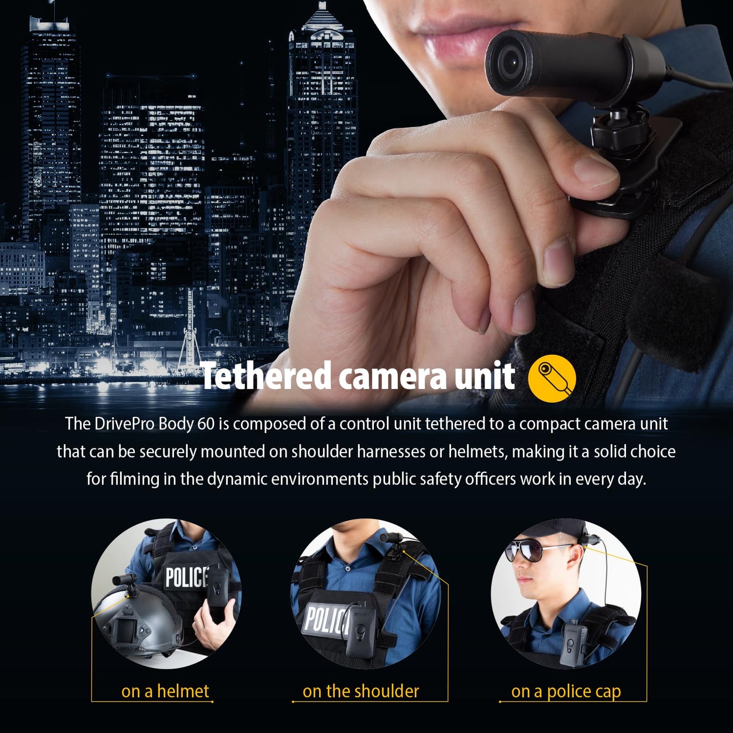 Transcend DrivePro Body 60 Body Camera 64GB with Cylindrical Camera