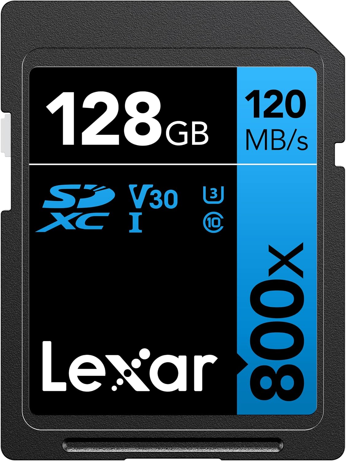 Lexar High-Performance 800x SDXC UHS-I Memory Card, C10, U3, V30, Full-HD & 4K Video, Up to 120MB/s Read, for Point-and-Shoot Cameras, Mid-Range DSLR, HD Camcorder (LSD0800)