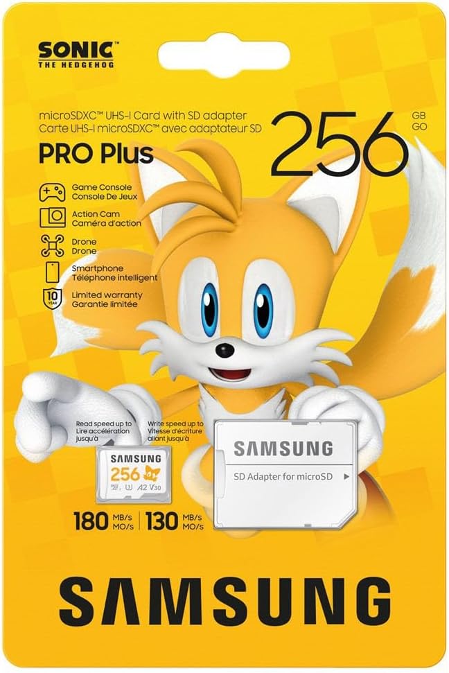 Samsung Sonic Pro Plus microSDXC Memory Card with SD Adapter, UHS-I Interface, Read Speed up to 180MB/s, Increased Speed for Consoles (MB-MD-LC1)
