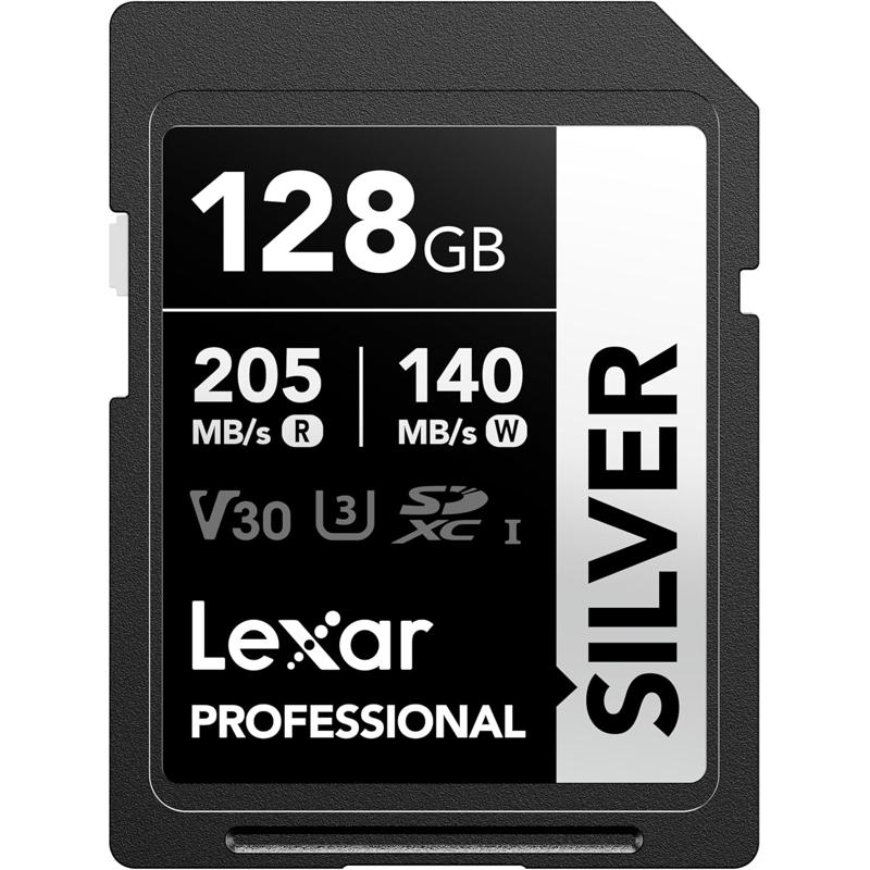 Lexar Professional Silver SD Card, Up to 205MB/s Read, 140MB/s Write, SDXC UHS-I Memory Card, Class 10, U3, V30, SD Card for Professional Photographers, Videographers, Enthusiasts - LSDSILV-BNNNG