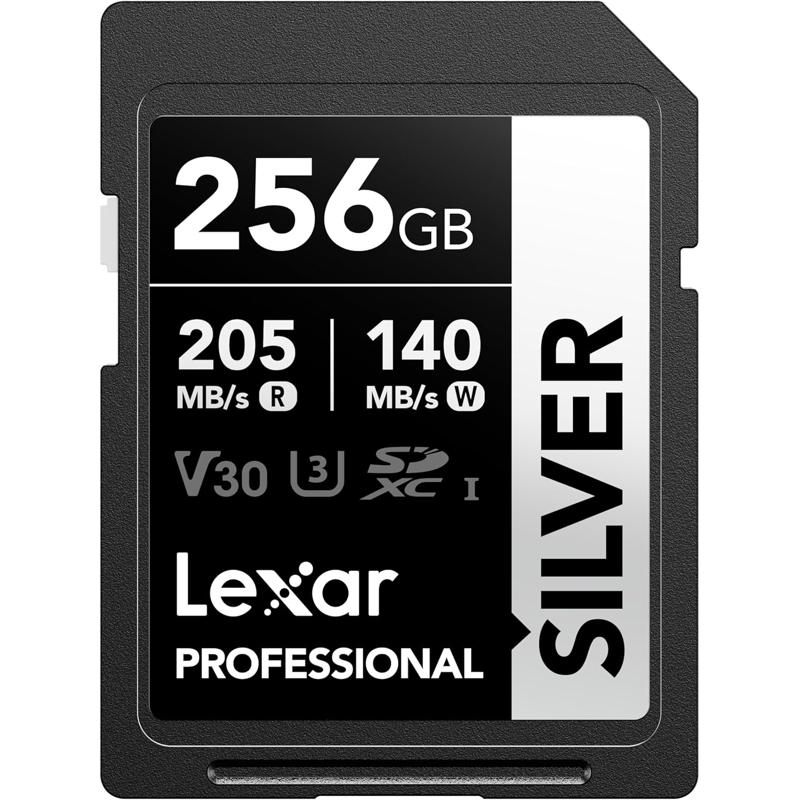 Lexar Professional Silver SD Card, Up to 205MB/s Read, 140MB/s Write, SDXC UHS-I Memory Card, Class 10, U3, V30, SD Card for Professional Photographers, Videographers, Enthusiasts - LSDSILV-BNNNG