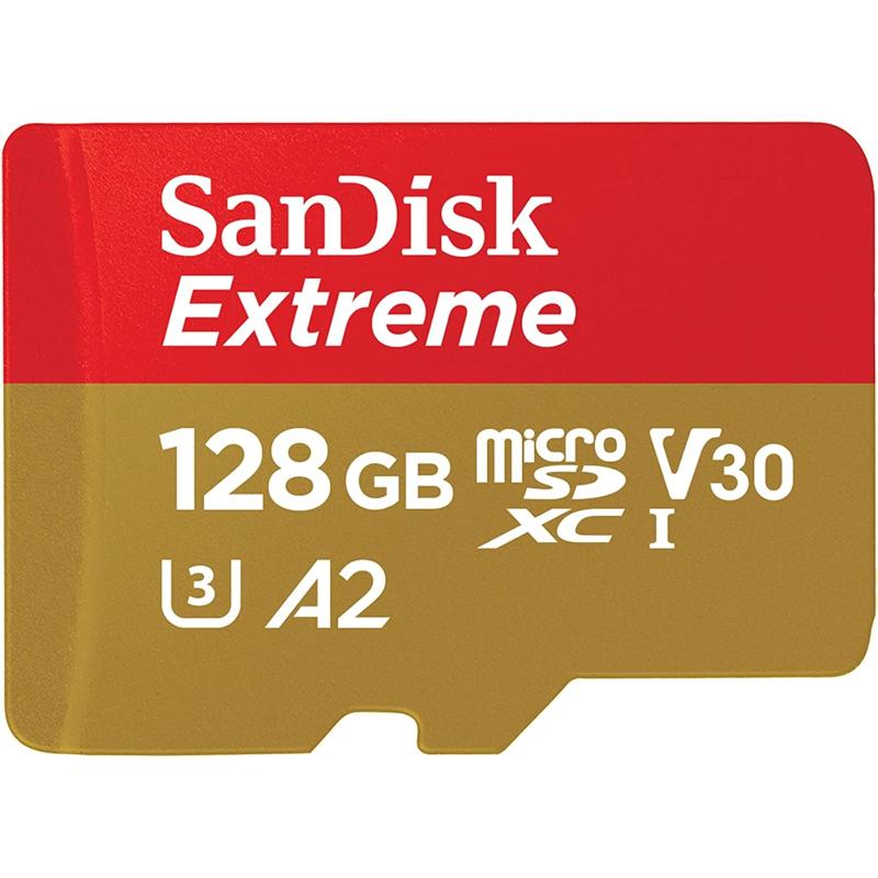 SanDisk Extreme microSDXC UHS-I Memory Card with Adapter (up to 190MB/s) C10, U3, V30, 4K, 5K Micro SD (SDSQXA-GN6MA)