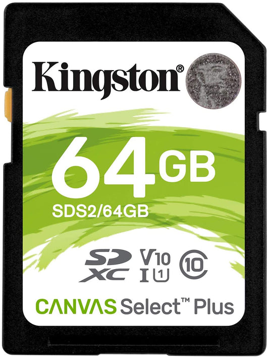 Kingston 64GB sdxc Canvas Select Plus 100R C10 UHS-I U1 V10 (SDS2/64GB)