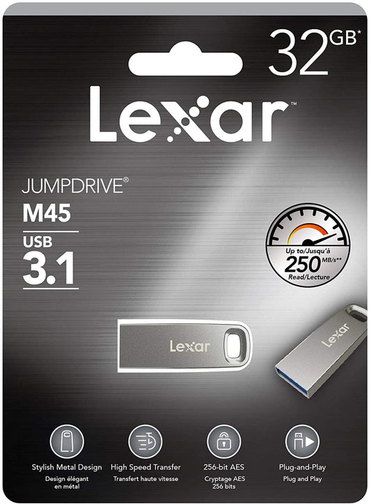 LEXAR JUMPDRIVE M45 128GB USB 3.1 Silver CASING 32Gb