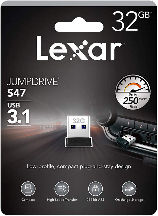 Lexar JUMPDRIVE S47 32GB USB 3.1 Black,LJDS47-32GABBK