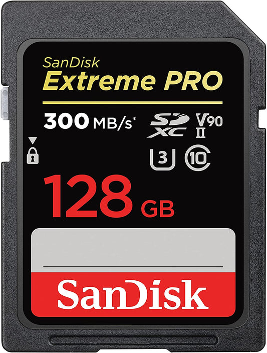 SanDisk 128GB Extreme PRO sdxc UHS-II Memory Card - C10, U3, V90, 8K, 4K, Full HD Video, SD Card - SDSDXDK-128G-GN4IN