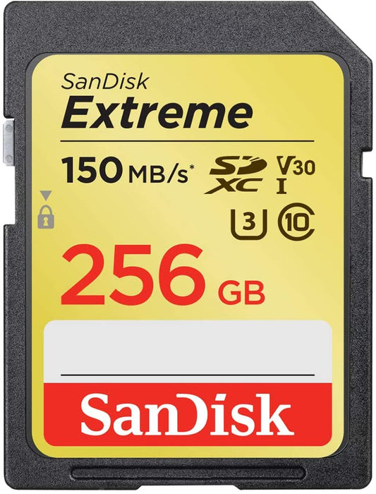 SanDisk 256GB Extreme sdxc UHS-I Card - C10, U3, V30, 4K UHD, SD Card - SDSDXV5-256G-GNCIN