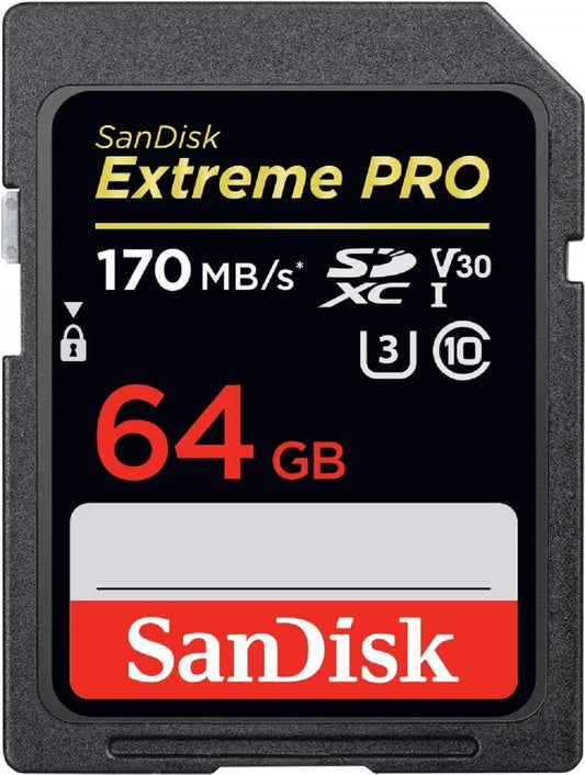 SanDisk 64GB Extreme PRO sdxc UHS-I Card - C10, U3, V30, 4K UHD, SD Card - SDSDXXY-064G-GN4IN