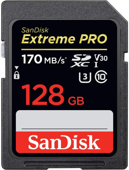 SanDisk 128GB Extreme PRO sdxc UHS-I Card - C10, U3, V30, 4K UHD, SD Card - SDSDXXY-128G-GN4IN