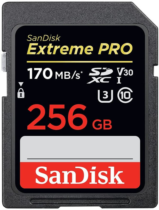 SanDisk 256GB Extreme Pro sdxc UHS-I Card - C10, U3, V30, 4K UHD, SD Card - SDSDXXY-256G-GN4IN, Black