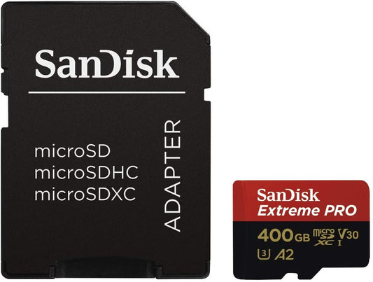 SanDisk Extreme Pro Micro sdxc UHS-I U3 A2 V30 Memory Card + Adapter (400GB)