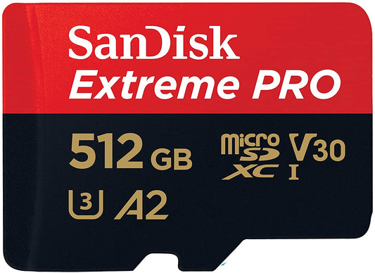 SanDisk Extreme Pro 512 GB microsdxc Memory Card + SD Adapter with A2 App Performance + Rescue Pro Deluxe 170 MB/s Class 10, UHS-I, U3, V30