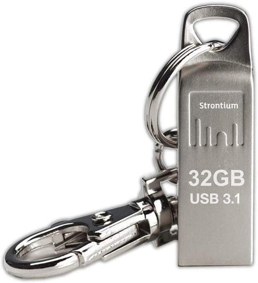 Strontium Nitro Ammo Silver 32GB USB 3.1 Flash Drive Up to 120MB/S Read Performance - SR32GSLAMMOY