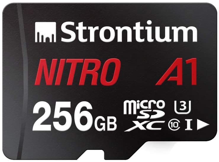 Strontium Nitro 256GB Micro sdxc Memory Card 100MB/s A1 UHS-I U3 Class 10 w/Adapter High Speed for Smartphones Tablets Drones Action Cams (SRN256GTFU3A1A)