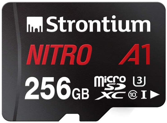 Strontium Nitro 256GB Micro sdxc Memory Card 100MB/s A1 UHS-I U3 Class 10 w/Adapter High Speed for Smartphones Tablets Drones Action Cams (SRN256GTFU3A1A)