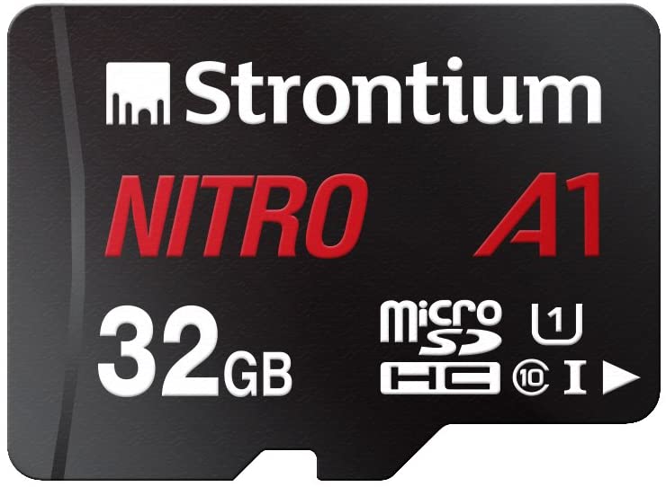 Strontium Nitro 32GB Micro SDHC Memory Card 100MB/s A1 UHS-I U1 Class 10 w/Adapter High Speed for Smartphones Tablets Drones Action Cams (SRN32GTFU1A1A)