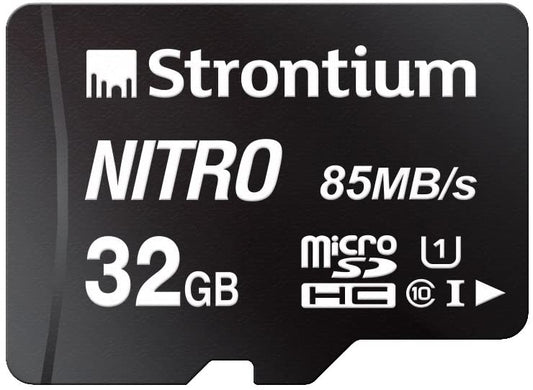 Strontium Nitro 32GB Micro SDHC Memory Card 85MB/s UHS-I U1 Class 10 w/Adapter High Speed for Smartphones Tablets Drones Action Cams (SRN32GTFU1QA)