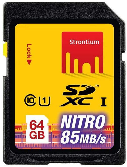 Strontium Nitro 64GB sdxc Memory Card UHS-1 U1 85MB/S Class 10 (SRN64GSDU1)